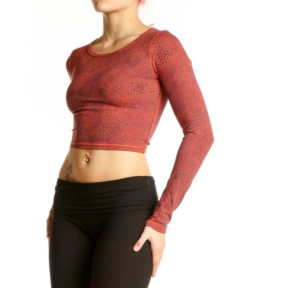 Lululemon Red Fitted Long Sleeve Crop Top